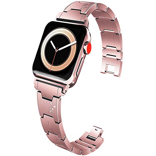 Lwsengme Compatible with 38mm/40mm Apple Watch&iWatch Series 4/3/2/1 Steel Accessories Bands Women Rose Goldï¼ˆPinkï¼‰