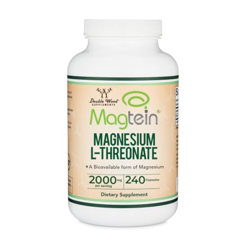 Magnesium L Threonate, Magtein 240 Capsules - 2,000 mg per Serving (Vegan Safe, Third Party Tested, Gluten Free, Non-GMO) by Double Wood Supplements