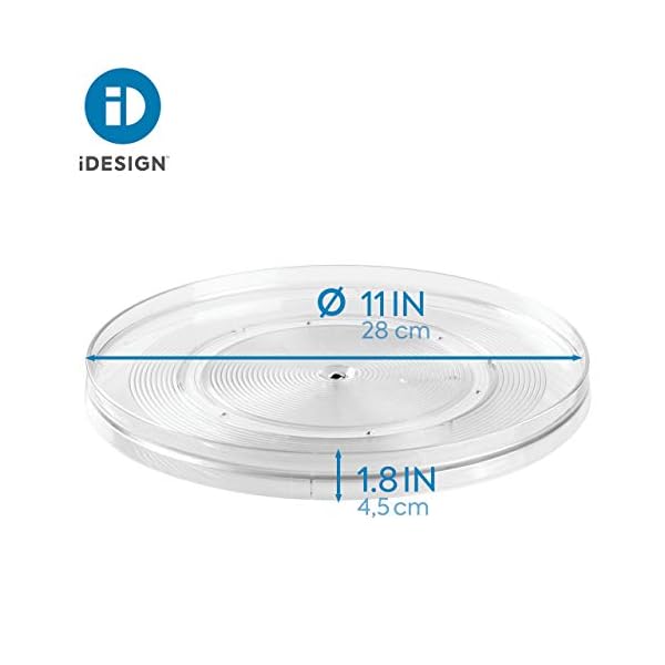 iDesign-54030-Rotatable-Spice-Rack-Large-Plastic-Kitchen-Cupboard-Storage-for-Spices-and-Condiments-Rotating-Spice-Jars-Holder-for-Kitchen-and-Pantry-Clear-28-cm iDesign Lazy Susan Turntable Organiser, Large Rotating Spice Rack for Food Storage, made of BPA-free plastic…