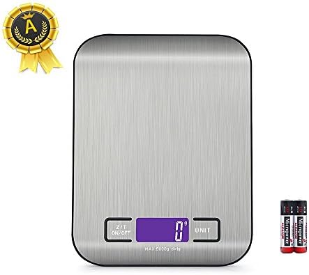 Digital Kitchen Scale Multi-function Food Scale, 22 lb 10 kg, Accuracy weight measure,Silver, Stainless Steel (Batteries Included),Meet CE/ROHS/FCC certification