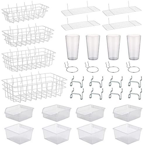 Yookeer 32 Pieces Pegboard Baskets Peg Board Rack Pegboard Bins Peg