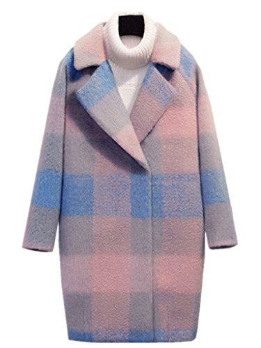 Season Show Women's Classic Winter Wool-Blend Peacoat Pink L