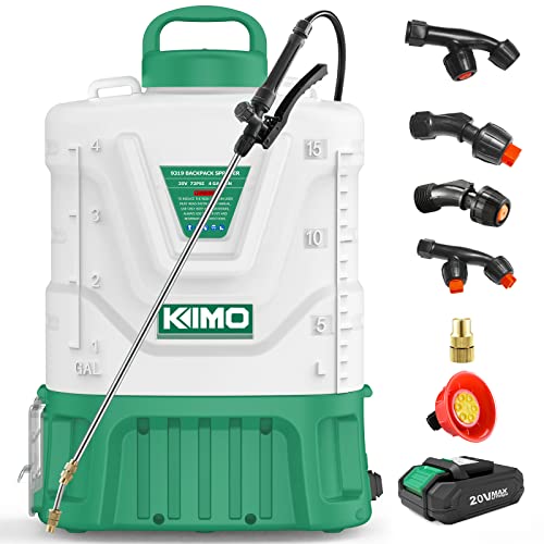 KIMO 4 Gallon Garden Sprayer, 72PSI Backpack Sprayer, 20V 2.0Ah Battery