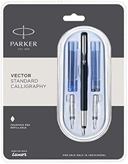 Parker Vector Standard Red CT Calligraphy Fountain Pen Set