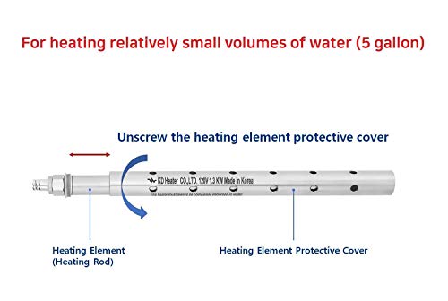 1300W 120V Stainless Fully Submersible Portable Electric Immersion - Portable Heater With Auto Shut Off