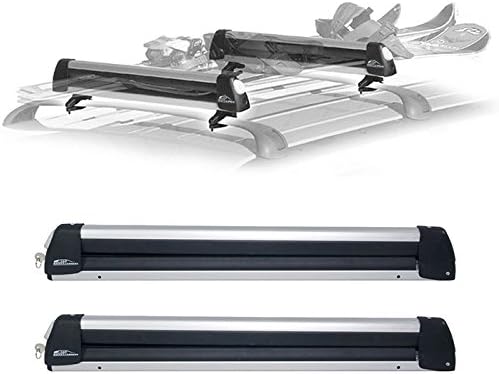 Rooftop SnowRack Plus Ski Rack for Cars Fits 6 Pairs Skis or Fits 4 Snowboards, Fit most of the flat and round and thick crossbars