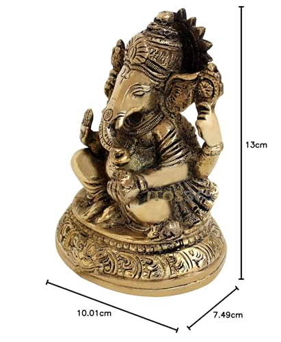 ITOS365 Lord Ganesha Brass Statue Hindu God Ganesh Ganpati Idol Sculpture Good Luck & Success 4
