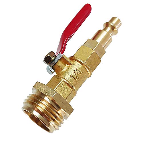 Winterize Blowout Adapter with 1/4" Male Quick Plug & 3/4" Male GHT Thread,Brass Quick Fitting with Ball Valve for Blowing Out Water to Winterize Garden Hose, Sprinkler Systems, etc. (Male GHT) - Thumbnail 4