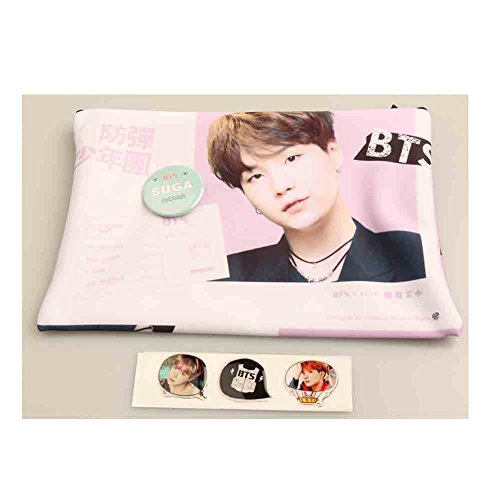 BTS Suga Photo Pouch Pencil Case with Button Badge and Epoxy sticker (Suga)