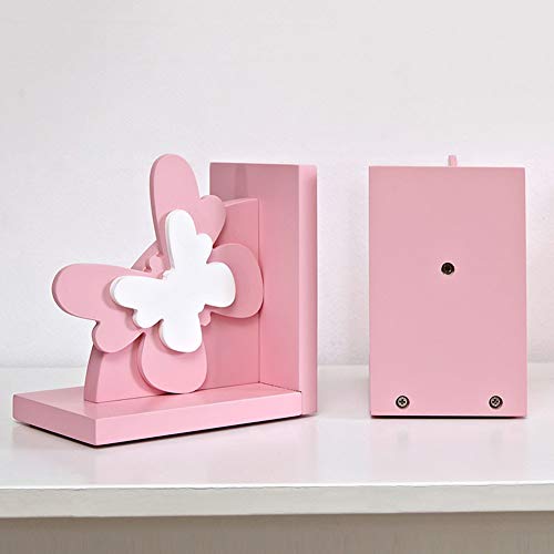 MAGO Cute Butterfly Shape Bookend Shelf for Home Office Library School Study Decoration Gift,Wooden,Pink