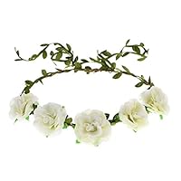 Vividsun Flower Crown Floral Wreath Headband Floral Garland Headbands for Festival Wedding Party (beige/A)