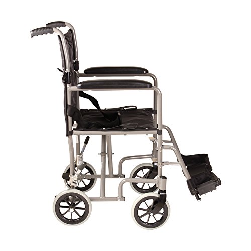 DMI Lightweight Folding Transport Chair Travel Wheelchair, Titanium