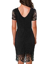 helyo Mujer Retro Floral De Encaje, Delgado de manga corta fiesta de cóctel Bodycon lápiz vestido 174