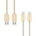 USB C Cable (2 pack, 3.3ft/1m) Fireor Nylon Braided Type C Cable with Reversible Connector for Samsung Galaxy S8, Google Pixel, Nexus 5X/6P, OnePlus 2/3/3T and More USB Type C Devices. (Gold)