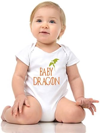 Baby Dragon - Funny Wizard Baby Romper Onesie Unisex Warpped and Protected with A Clear Poly Bag (12-18 Months, White)