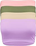 Ollie Arnes OA Women's 8 Inch Seamless Non-Padded Bandeau Tube Top Bra in Multi Color Combos