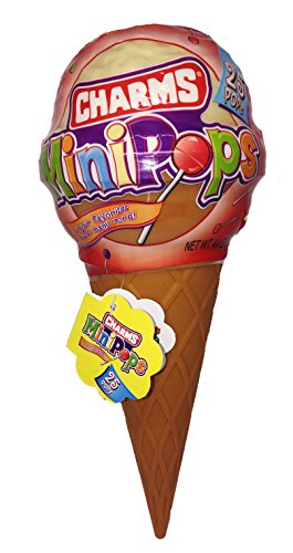 HUGE CHARMS ICE CREAM CONE LOLLIPOP SUCKER Filled With 25 Mini Pops (Assorted Flavors) (Single)