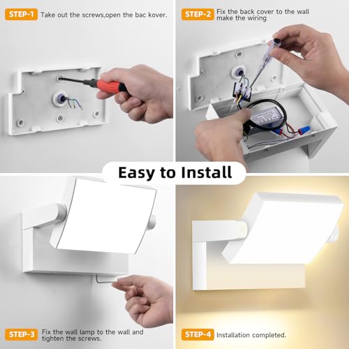 GXXG 3 Pieces 40W LED Wall Light Outdoor Indoor IP65, Adjustable Wall Lights Modern Aluminium Wall Lamps for Gardens, Anthracite, 4000LM, Warm White 3000K, IP65 Waterproof