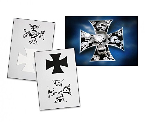 UMR-Design AS-096 Skullcross Airbrushstencil Step by Step Size M