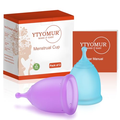 Menstrual Cups, Soft & Leak-Proof Menstrual Cup, Reusable Silicone Period Cups for Women - Comfortably use for 12 Hours (Small & Large)