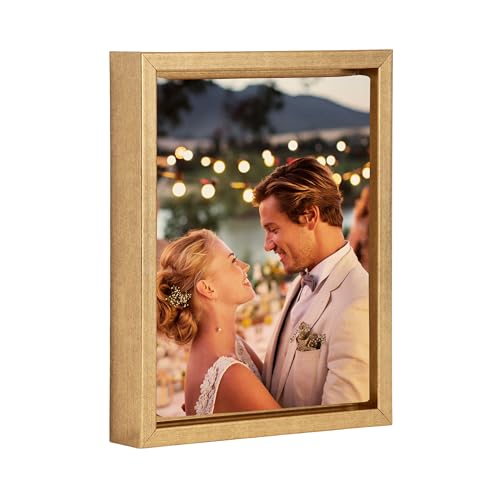 Kate and Laurel Custom Printed Framed Canvas Wall Art; 8x10 Bright Gold; Sylvie…