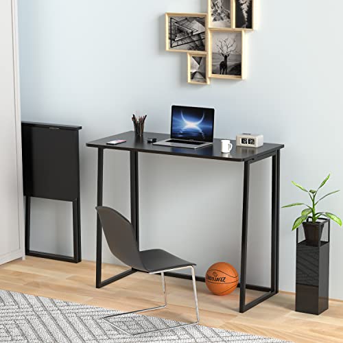 MIIRR Folding Computer Desk, Small Foldable Computer Table for Home Office, Space-Saving Collapsible Desk, No Assembling Study Reading Table for Small Spaces
