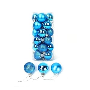 Mooie kerst Christmas Decoration gekleurde ballen Decoratie van de kerstboom hanger 24x4cm Electroplating gekleurde ballen Bright Plastic Emmer Packaging Green (Color : Lake Blue, Size : 6cmx24pcs)