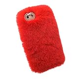 Veatool iphone 6 Plus Case, [Plush Series] and Stylish Rex Rabbit Fur [Cute] for iPhone 6s Plus(2015) - Red
