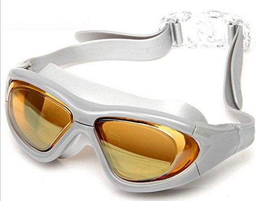 Qishi’s Big Frame Anti-water Anti-fog Anti Uv Swimming Goggles for Adult (orange)