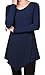 [DRSKIN] Women Handkerchief Hem Long Sleeve Tunic Top (L, Navy)