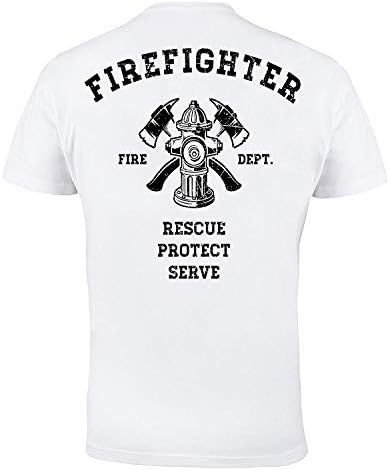 T-Shirt Firefighter. Fire Dept. Rescue. Protect. Serve. Gym. Taining. Sportswear. Fire Brigade. Casual.