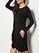 Kissky Women's Basic Long Sleeve Pockets Casual Swing Plain Tshirt Dress (L, Black)