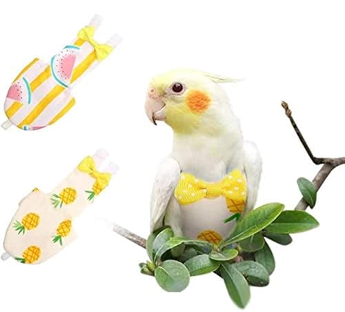 Cloth Nappy UKJENT Bird Diaper Protective Parrot Nappy - 2 Pack, Reusable Flight Suit With Waterproof Inner Layer, Washable Cute Urine Wet Suit For Parakeet Cockatiel Mini Macaw Budgie Canary(M Washable Nappies