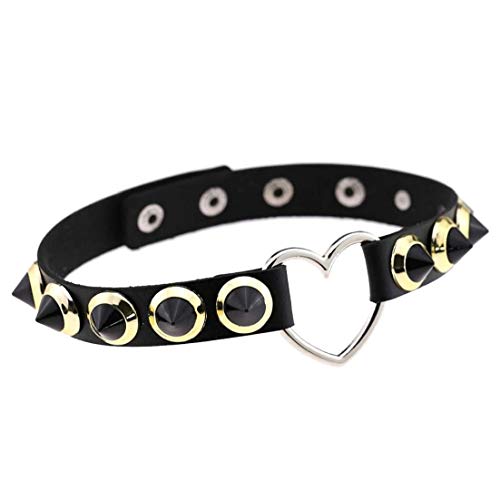 Aisoway-Pelle-Collana-del-Collare-Monili-Registrabili-Girocollo-Cuore-Punk-Clavicola-Decorazione-del-Ribattino-del-Collo-per-Gli-Uomini-Femminile