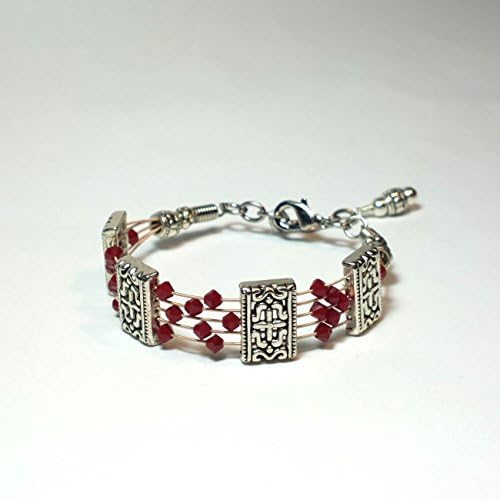 Reminiscent of a Song Guitar String Bracelet with Red Swarovski Beads