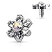 Prong Crystal Flower 316L Surgical Steel Internally Threaded Dermal Anchor Top 4mm top 14g