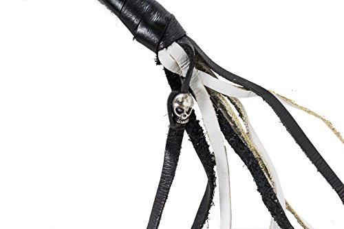 42" Long 1/2" Diameter Black & White Combination Naked Soft Genuine Leather Motorcycle Get Back Whip