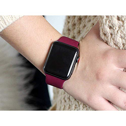 AdMaster Compatible for Silicone Apple Watch Band and Replacement for Sport iwatch Accessories Bands Series 4 3 2 1 Wine Red 42mm/44mm M/L