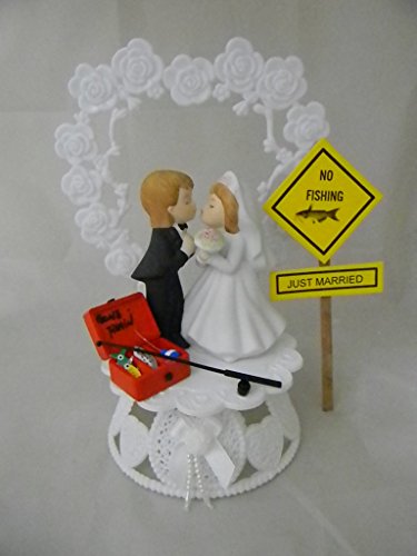Click Here to See More Images Fishing fisherman Just Married Sign Wedding Cake Topper Tackle Box Pole