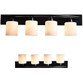 The Door Bull Modern 4-Light Bathroom Vanity Light – Oil Rubbed Bronze Fixture with Frosted Glass Shades, E26 Socket – Wall S