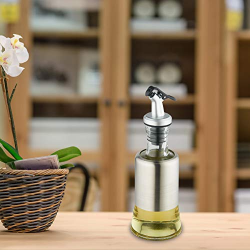 FARI Stainless Steel Olive Oil Dispenser Bottle, 7oz Glass Cooking Oil & Vinegar Cruet for Kitchen and BBQ - Thumbnail 6
