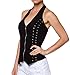 A.S Sexy Corset Stretchy Classic Slim Body Bustier Halter Lace Up Top-Black-Large