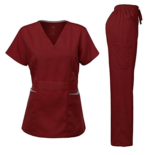 Dagacci Medical Uniform Women's Scrubs Set Stretch Ultra Soft Contrast
