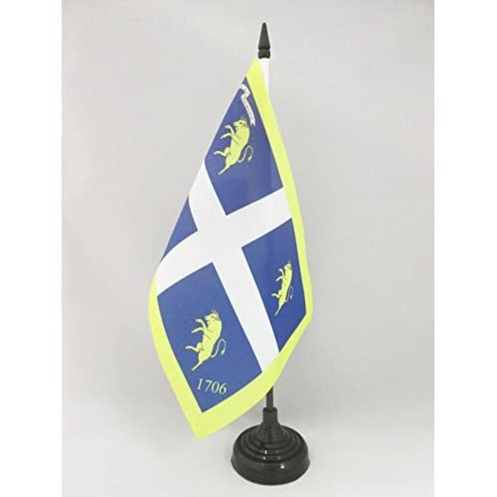 AZ FLAG City of Turin Table Flag 5'' x 8'' - Torino Office Decoration 100% Polyester 21 x 14 cm - Mini Desk Flag with Pole and Black Plastic Base