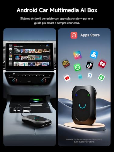 CarPlay Android Car Wireless + Android Full Car VideoBox Adapter with HDMI Input/Output, 4G LTE, Dual-BT, DriveChat, AI Box CarPlay Wireless for Netflix/YouTube/TikTok/TF Card, CB7SBX