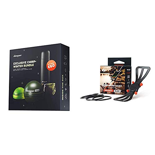 Deeper Smart Sonar Chirp+, Winter Bundle 2019 With Night Cover, Neck Gaiter, Military Green, One Size & Support Pour Smartphone – Permet De Voir Votre Téléphone Et D‘avoir Les Mains Libres