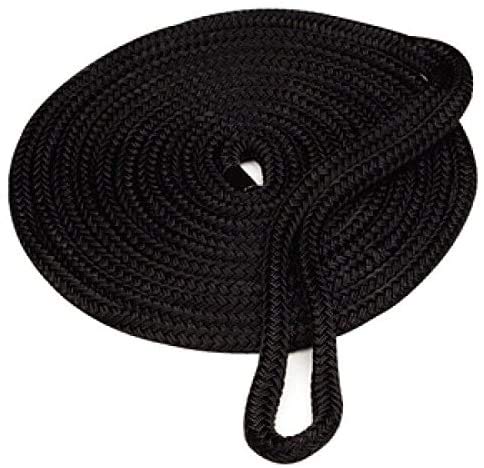 FreeTec Boat Fender Line Nylon Dockline Mooring Line Fender Rope with Eye 15 mm Diameter 7 m Long Black
