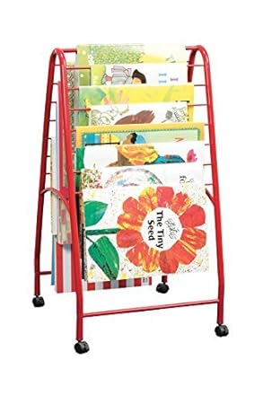 School Specialty Metal Mobile Big Book Storage Caddy Red By
