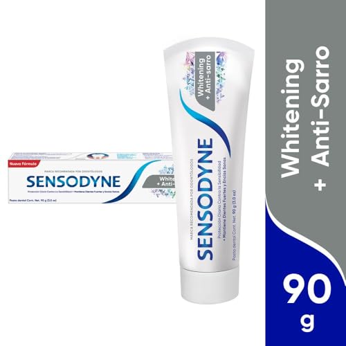 Sensodyne Pasta Dental Blanqueadora Whitening y Anti-sarro para Dientes Sensibles, 90g