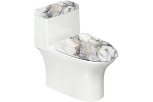 FUIALDOLG Toilet Lid Covers for Bathroom, White Marble Machine Washable Toilet Seat Cover Anti-Slip Elastic Edge Toilet Lid Dust Cover and Toilet Tank Lid Cover